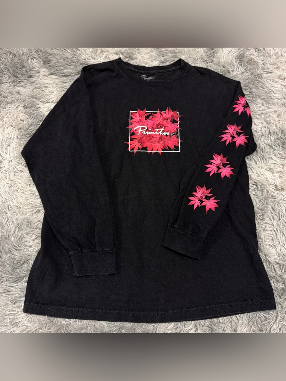 Primitive Japanese Maple Leaf Long Sleeve Shirt Large
